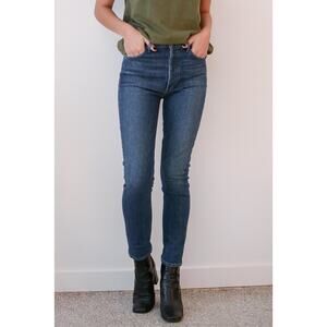 Agolde Nico Jeans in Fixation Wash High Rise Slim Fit Blue Classic Denim size 32